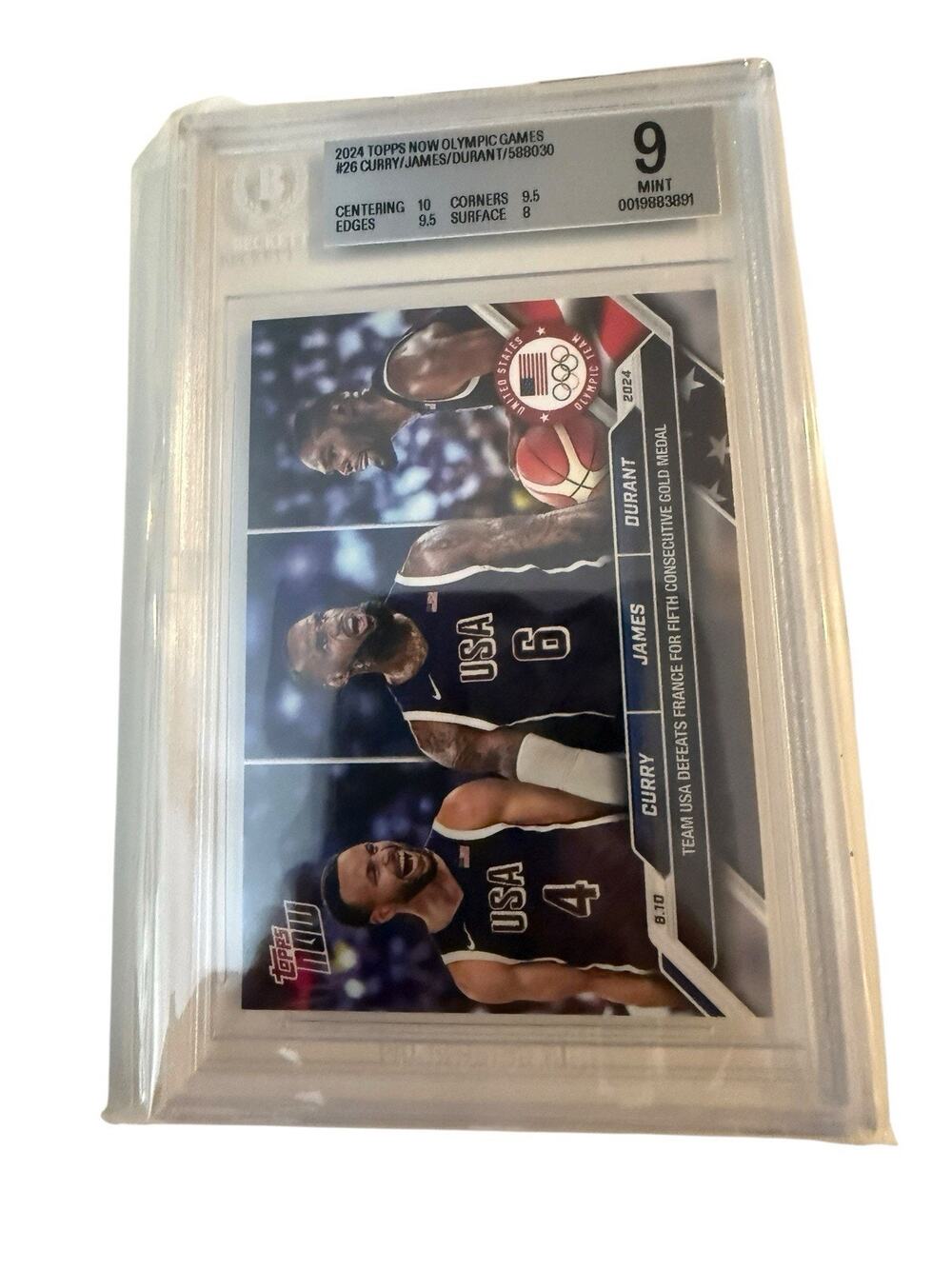 2024 Topps Now Olympic Games #26 Curry Kevin Durant Lebron James Beckett 9 Mint